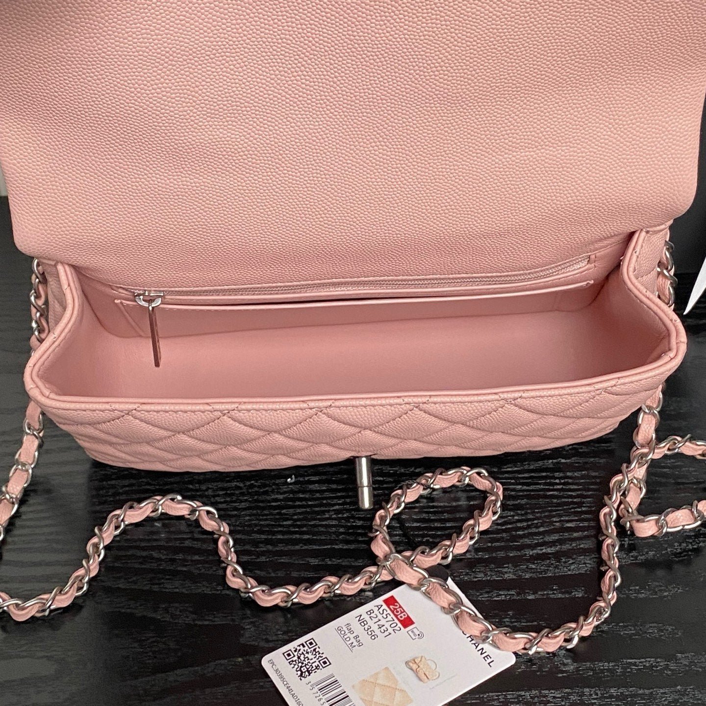 CHANEL 25S FLAP BAG 22 IN PINK CALFSKIN SILVER HARDWARE - Image 14