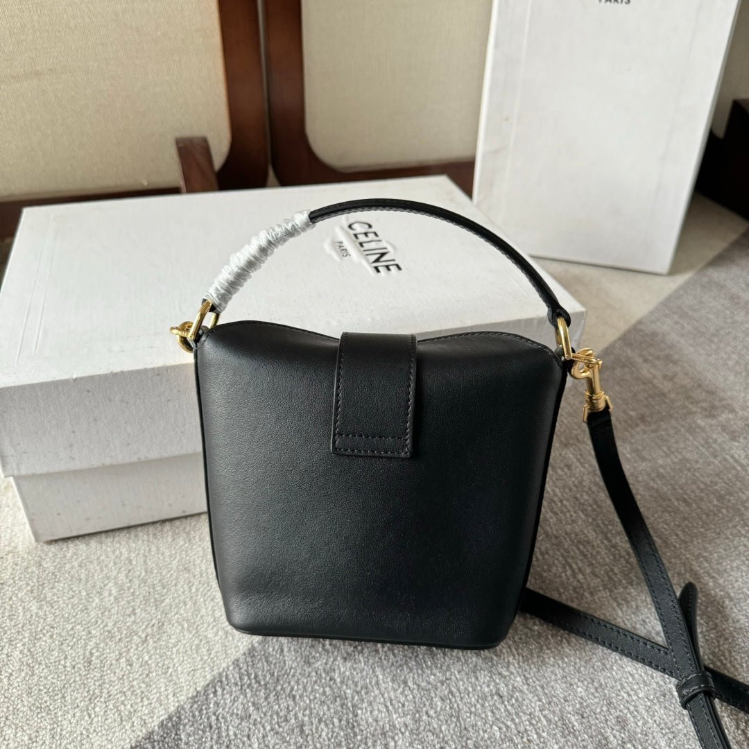 BUCKET MINI 13.5 TRIOMPHE BLACK IN SMOOTH CALFSKIN - Image 2