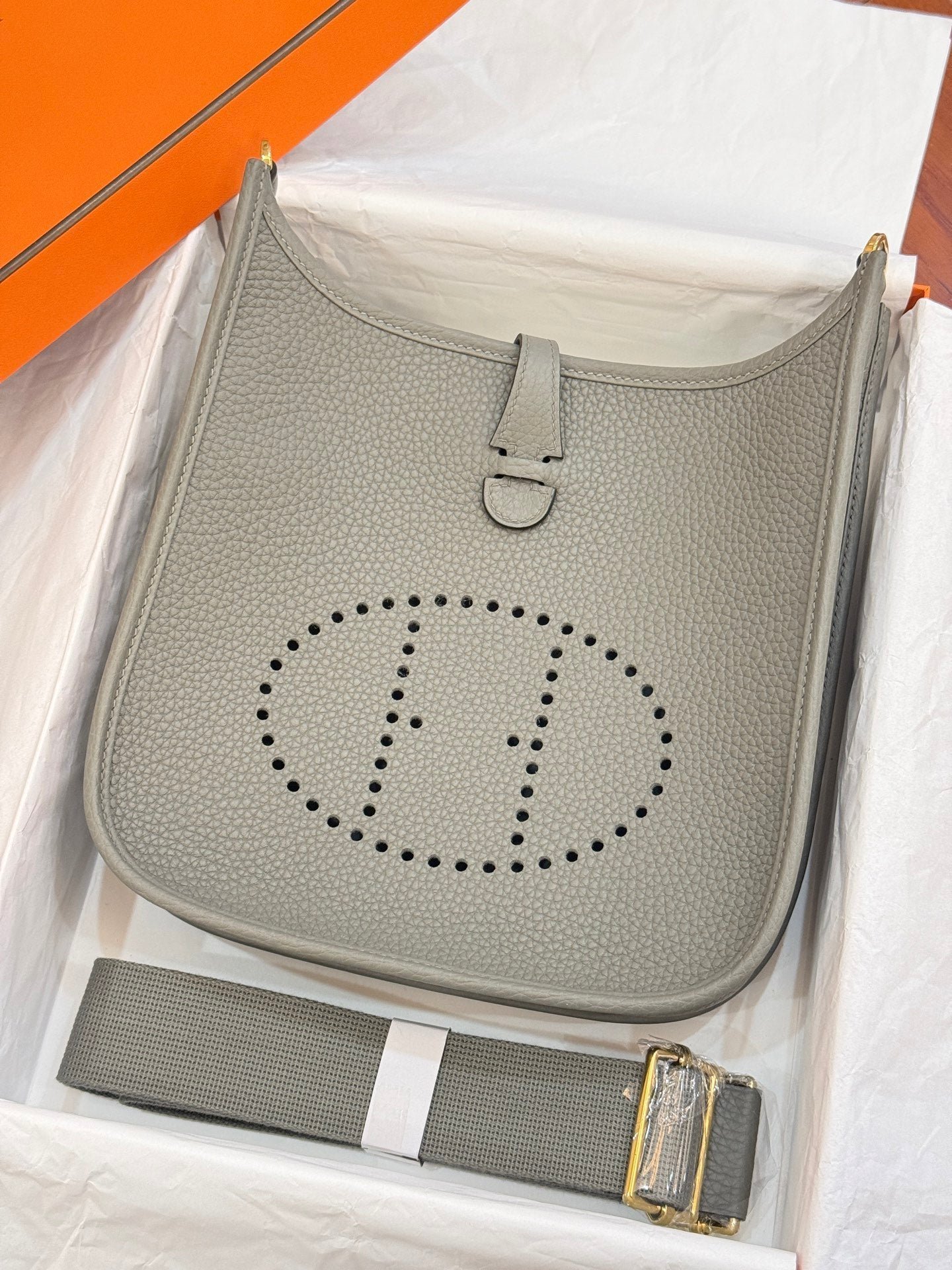 HM 26S EVELYNE BAG 23MM IN GRAY GRAINED CALFSKIN - Image 12