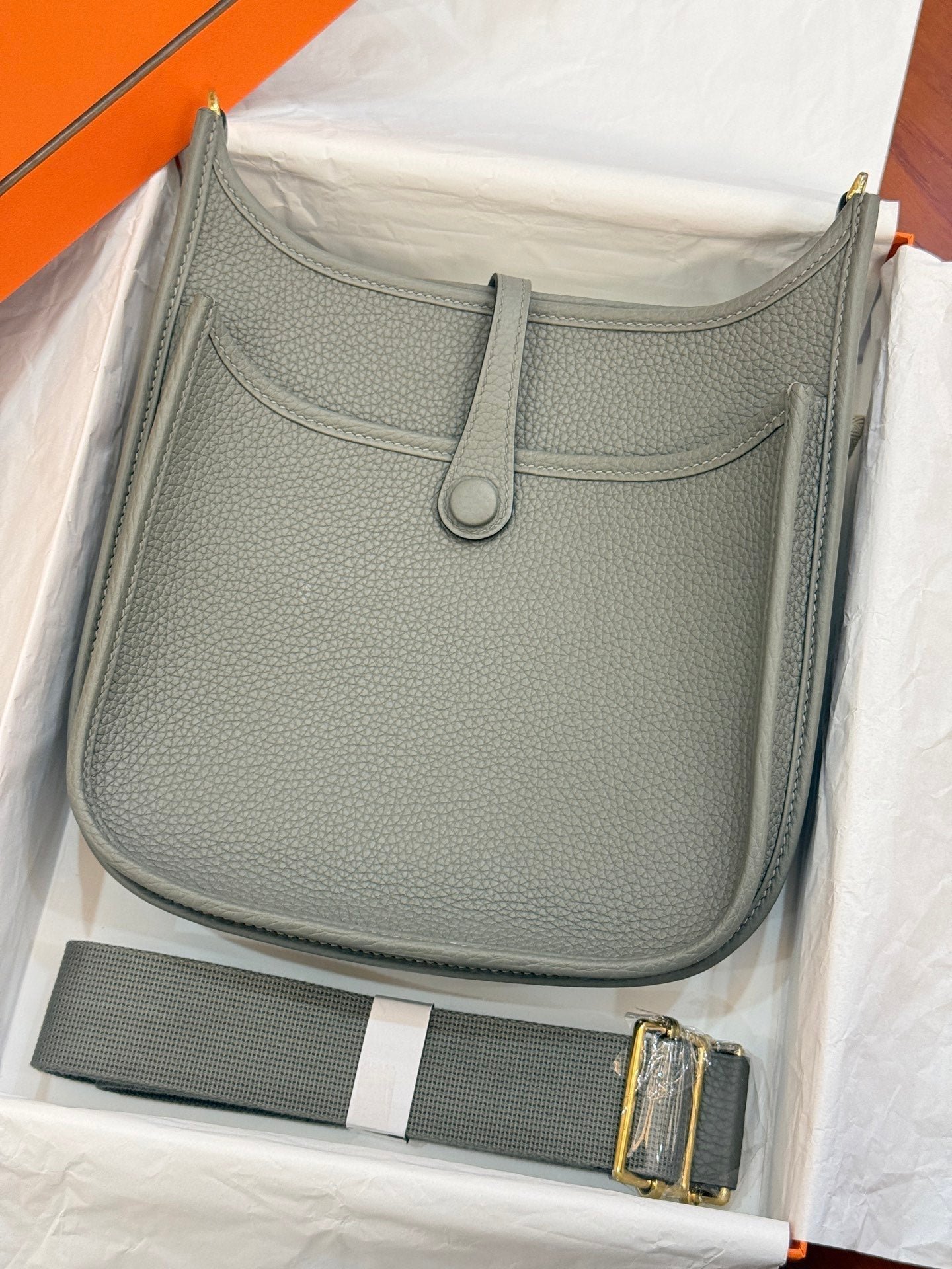 HM 26S EVELYNE BAG 23MM IN GRAY GRAINED CALFSKIN - Image 13