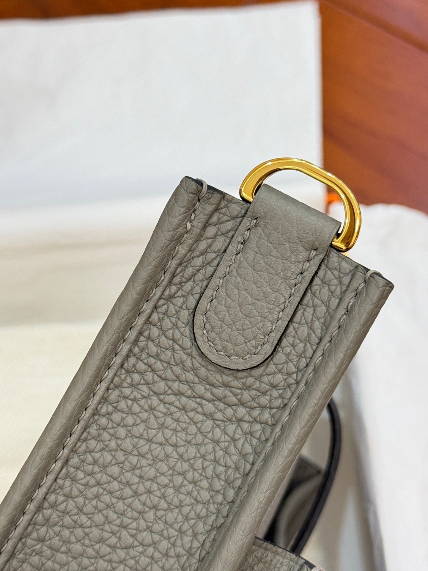 HM 26S EVELYNE BAG 23MM IN GRAY GRAINED CALFSKIN - Image 8