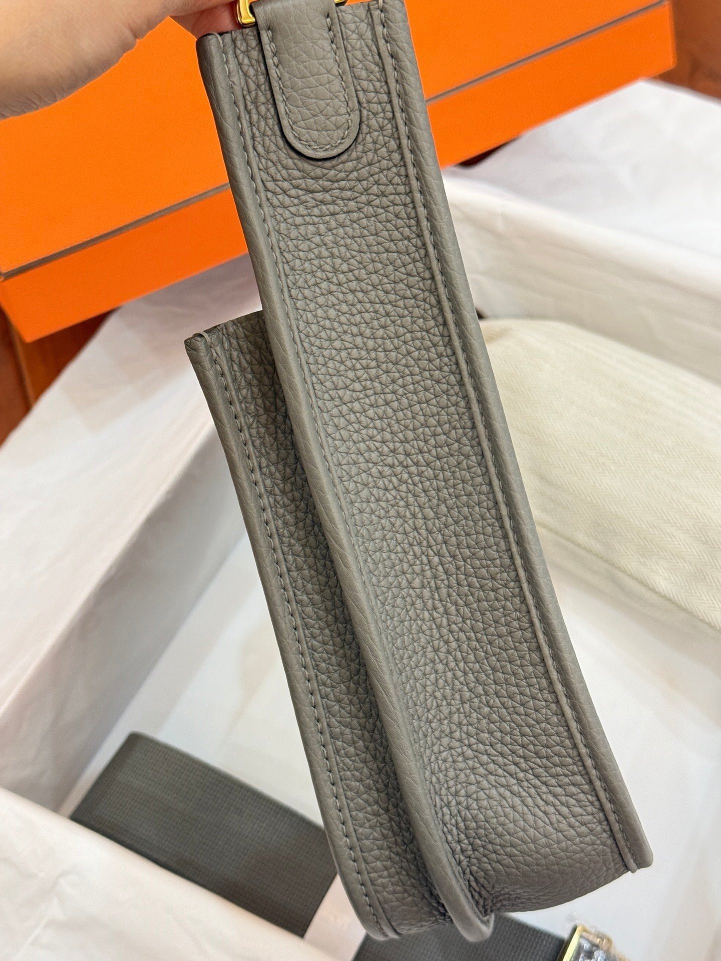 HM 26S EVELYNE BAG 23MM IN GRAY GRAINED CALFSKIN - Image 10