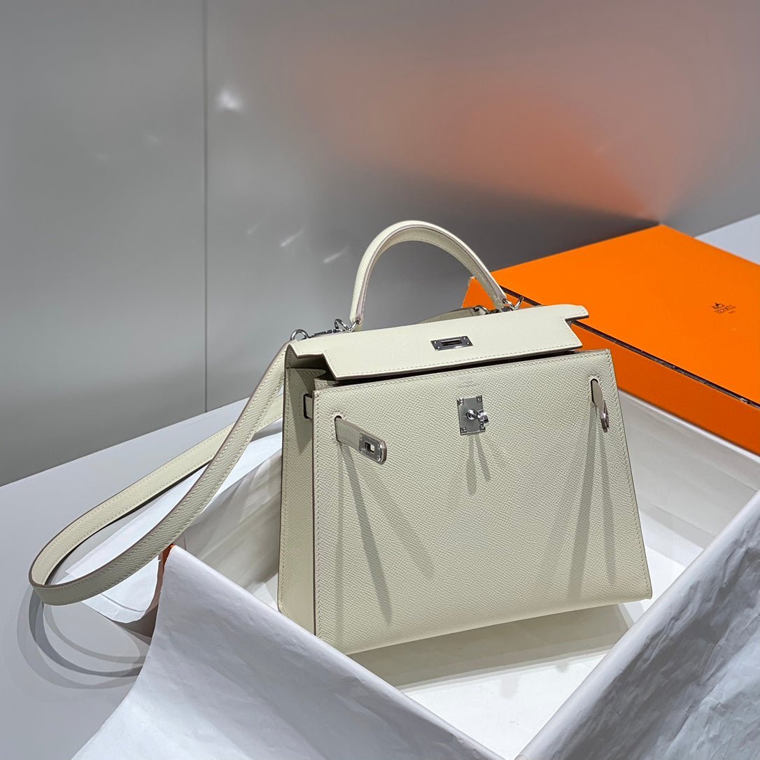 KELLY 25CM IN NATA EPSOM CALFSKIN SILVER HARDWARE - Image 12