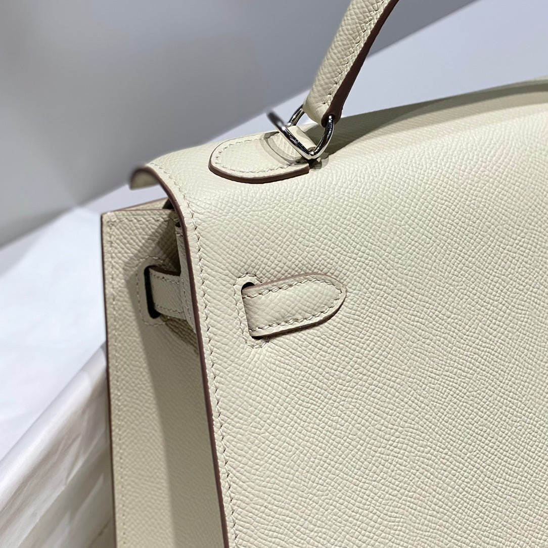 KELLY 25CM IN NATA EPSOM CALFSKIN SILVER HARDWARE - Image 9