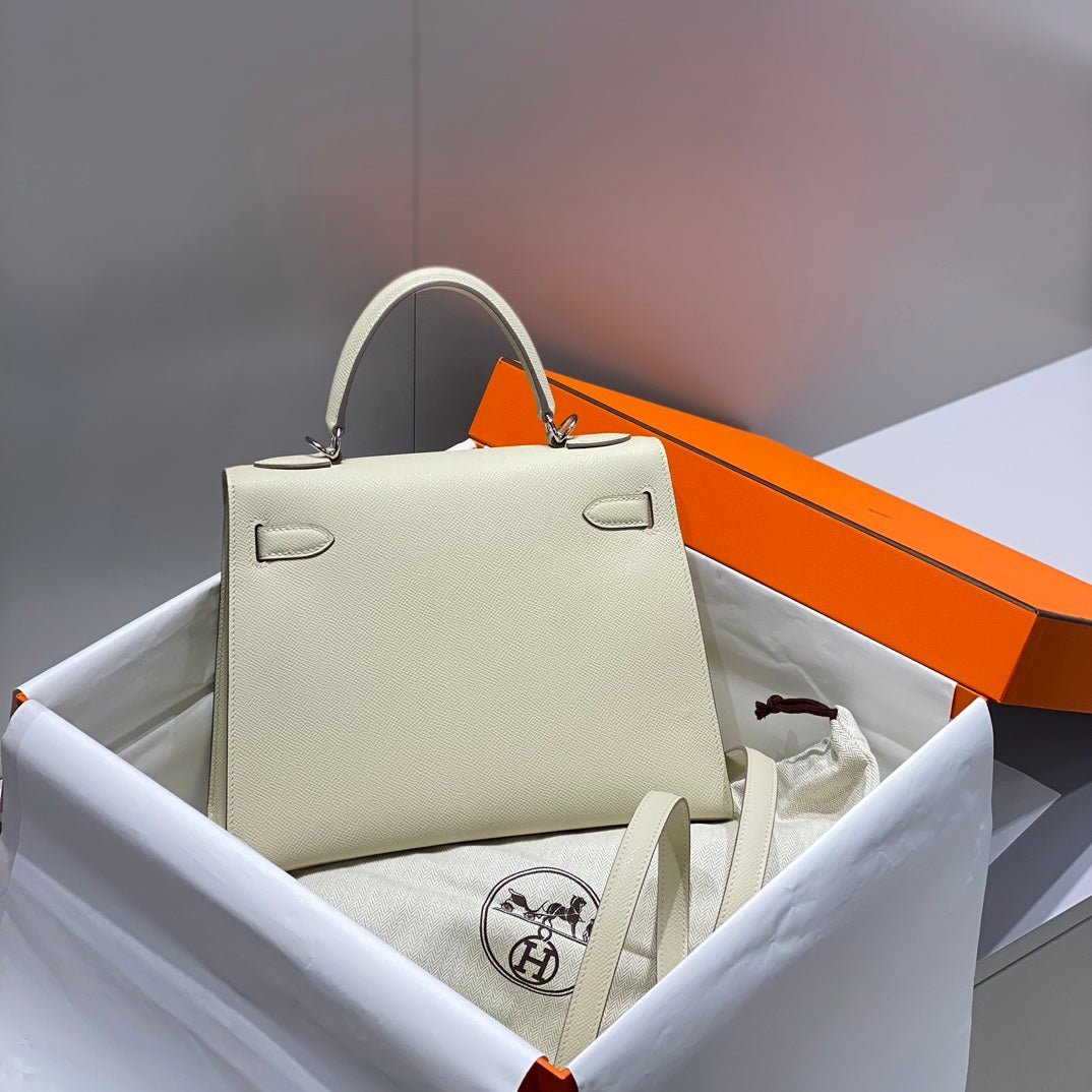 KELLY 28CM IN NATA EPSOM CALFSKIN SILVER HARDWARE - Image 13