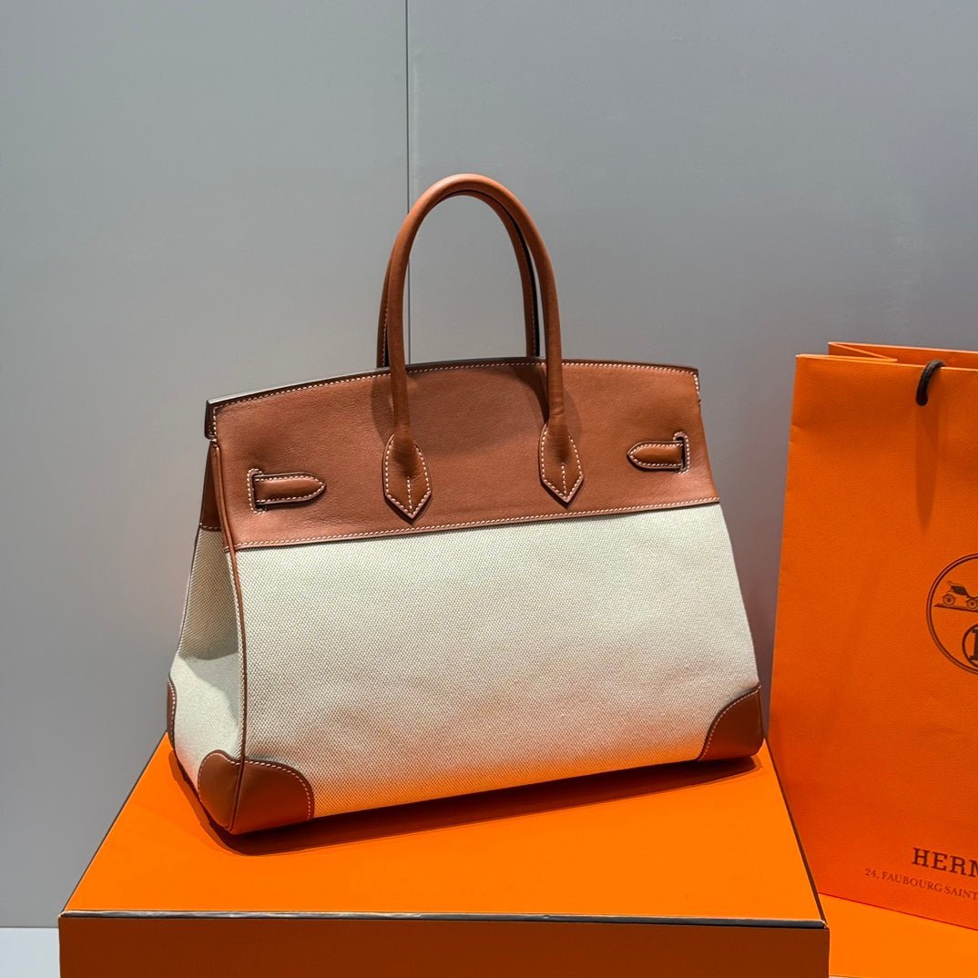 HM BIRKIN 35CM IN VEAU BARENIA SWIFT CALFSKIN ERCU TOILE CANVAS - Image 3