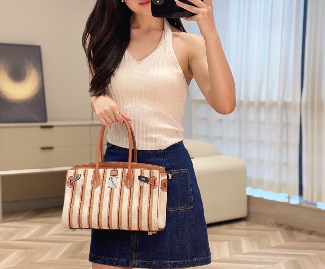 BIRKIN SHOULDER 29 IN GOLD CALFSKIN ÉCRU/BEIGE/FAUVE/ROSE POP/NOIR EMBROIDERY CANVAS - Image 11
