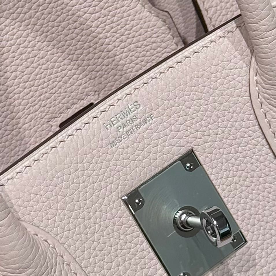 HERMES 25S BIRKIN 30 IN PINK BABY CALFSKIN SILVER HARDWARE - Image 13