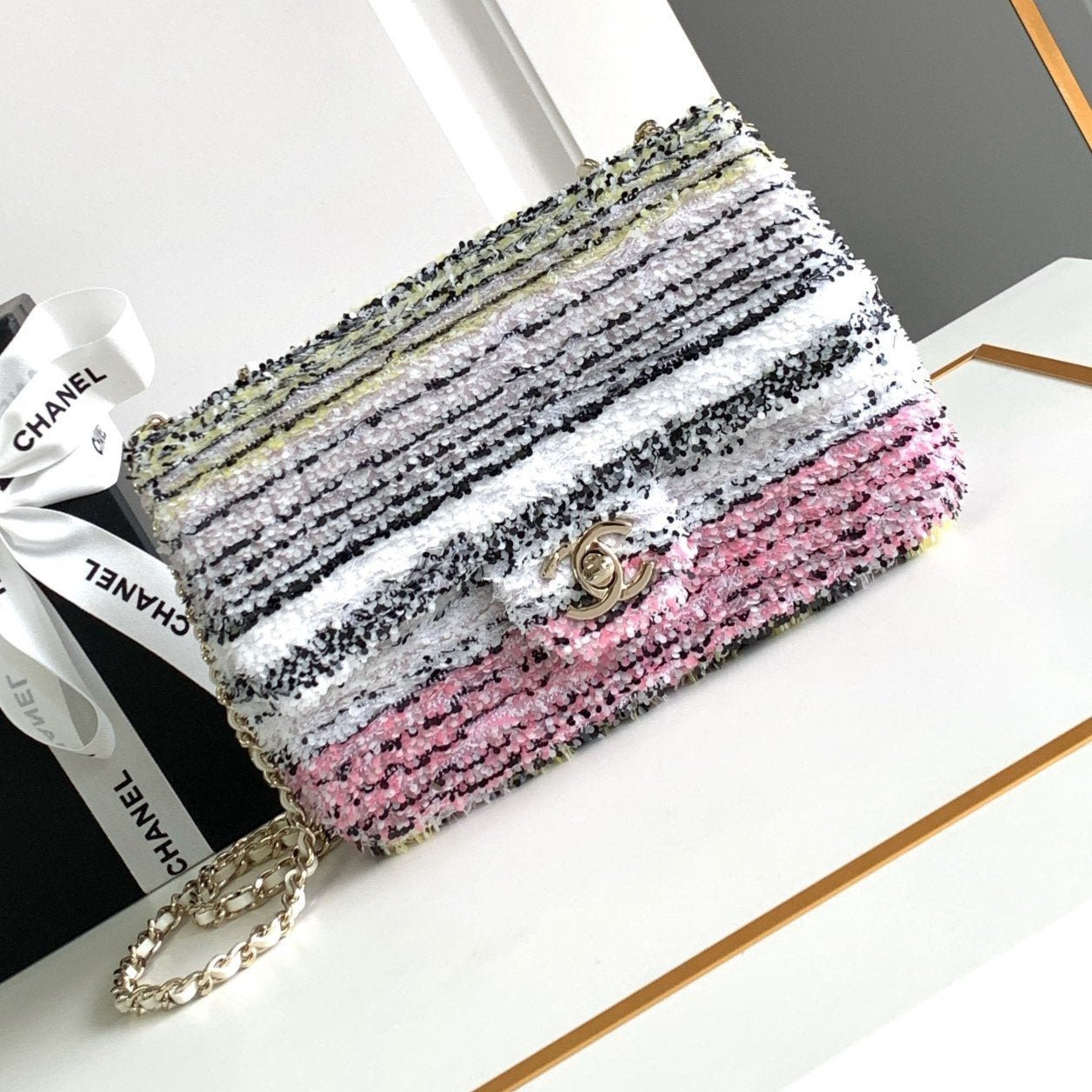 CC MINI 21 FLAP BAG IN COLORFUL WOOL TWEED - Image 10