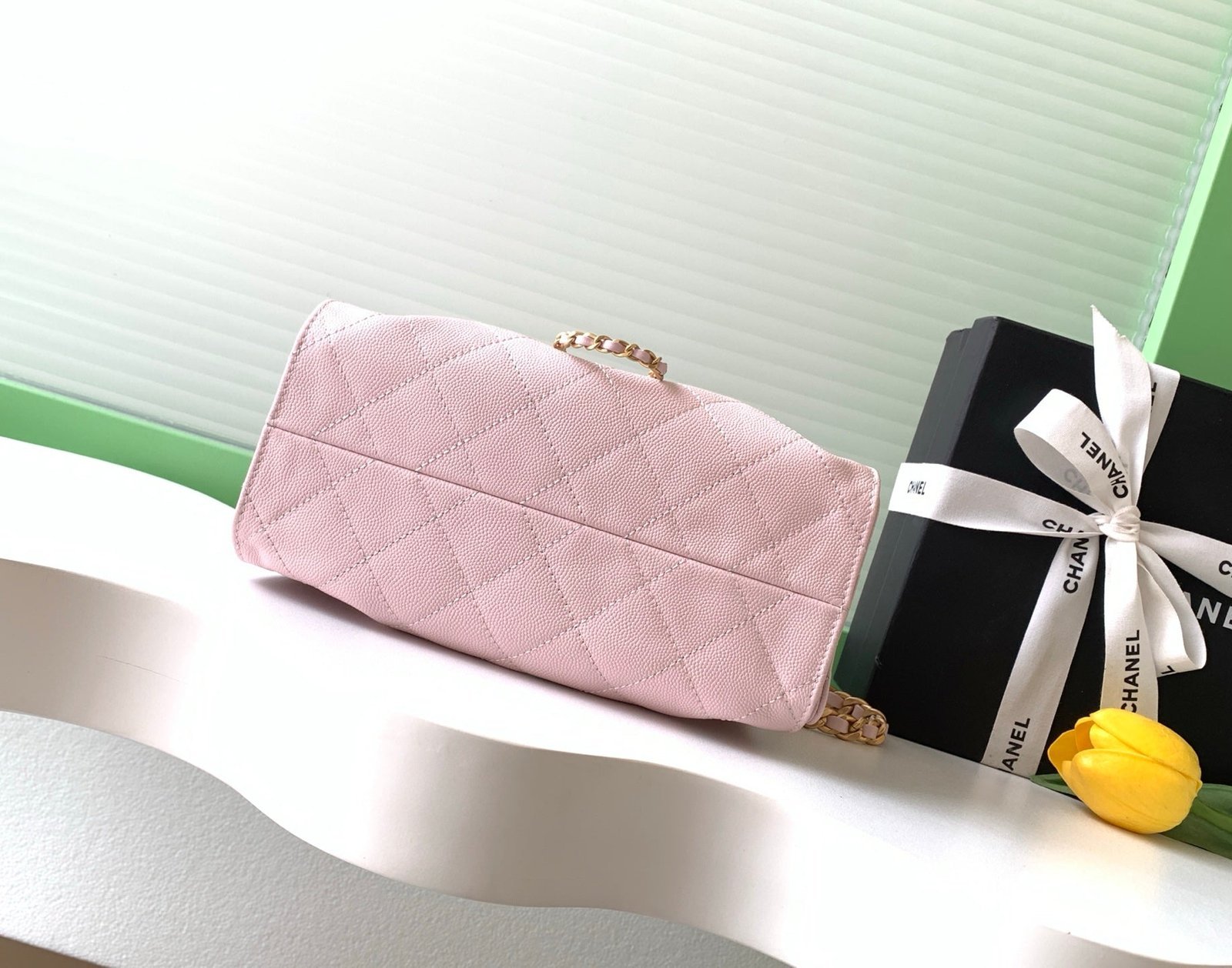 CHANEL 25S HOBO BAG 22 IN LIGHT PINK CAVIAR WITH GOLD HARDWARE - Image 7