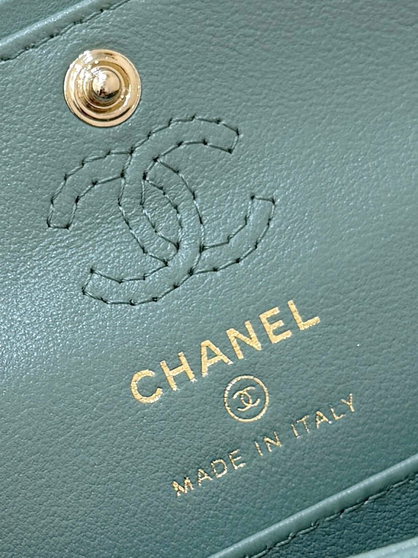 CHANEL 25S FLAP CHARM BAG 13 IN TEAL BLUE LAMBSKIN - Image 9