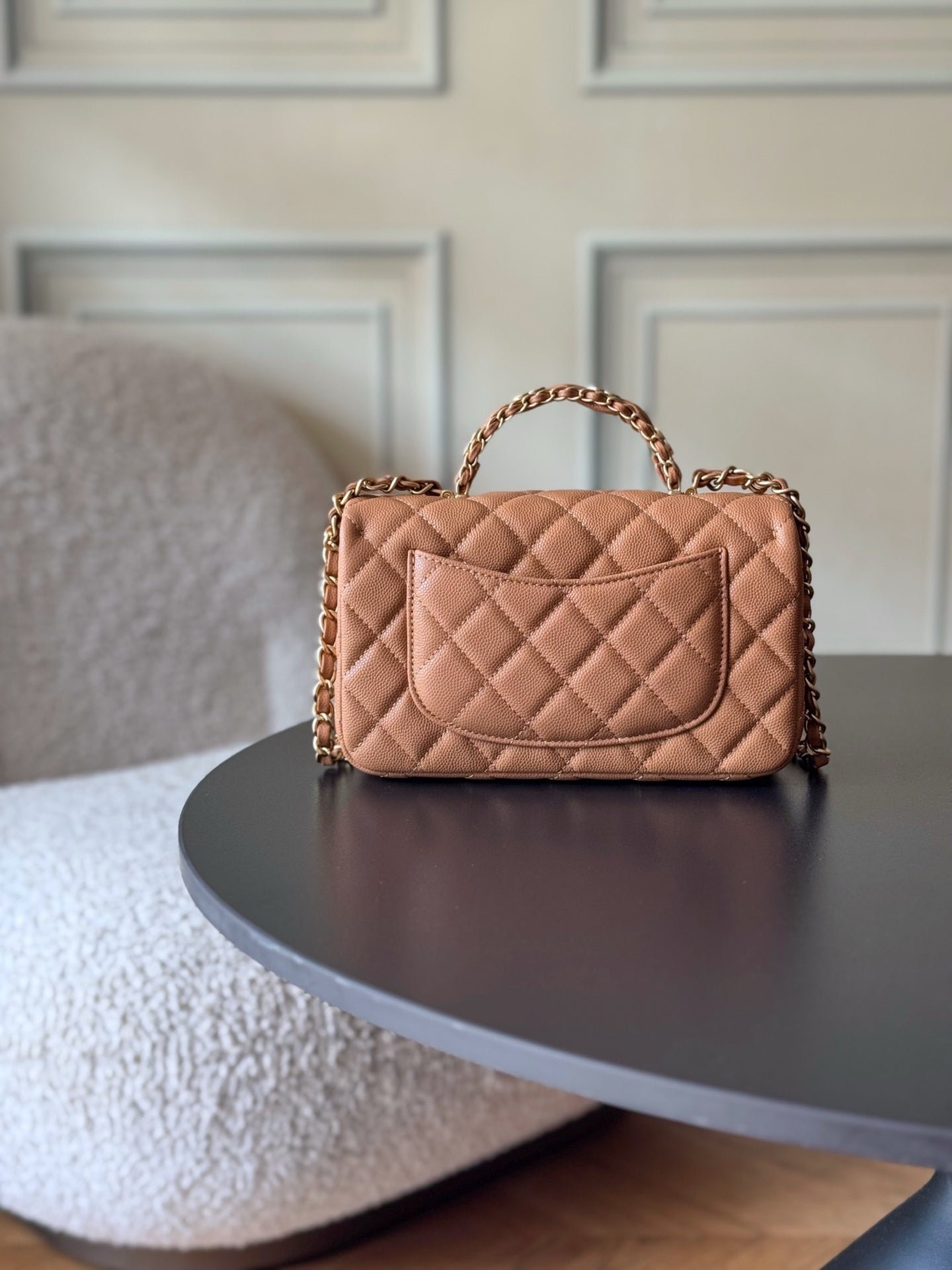 CHANEL 25S FLAP BAG 20 CM IN LIGHT BROWN CAVIAR LEATHER WITH GOLD HARDWARE - Image 11
