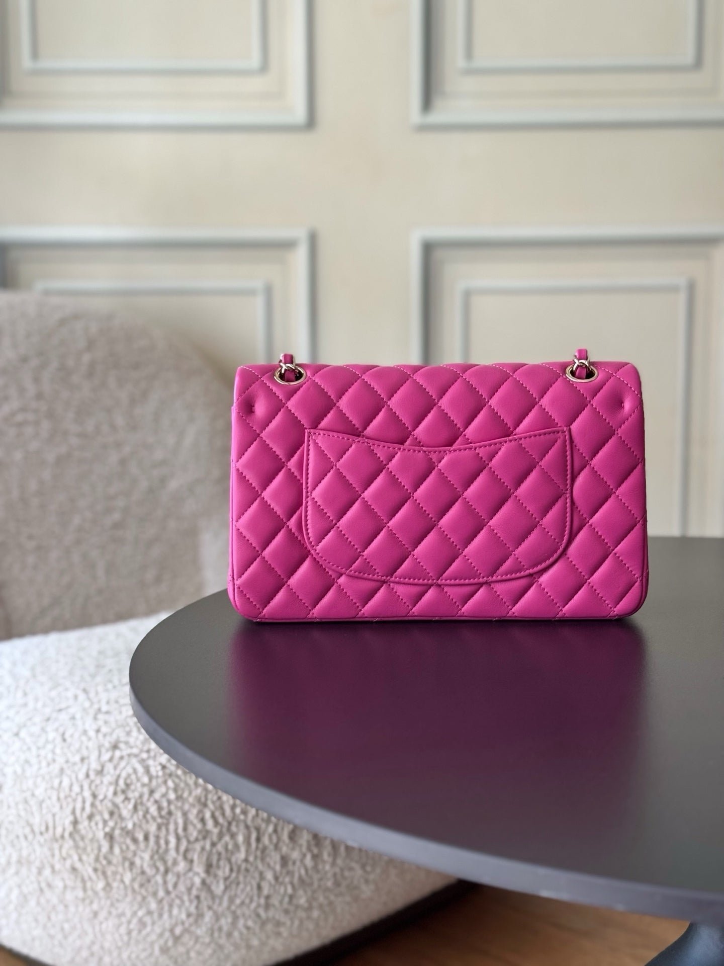 CHANEL 25S CLASSIC FLAP BAG 25 CM IN PINK LAMBSKIN WITH GOLD HARDWARE - Image 9