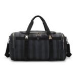 Victoria's Secret Black Logo Jacquard Stripe Weekender Duffle Bag.