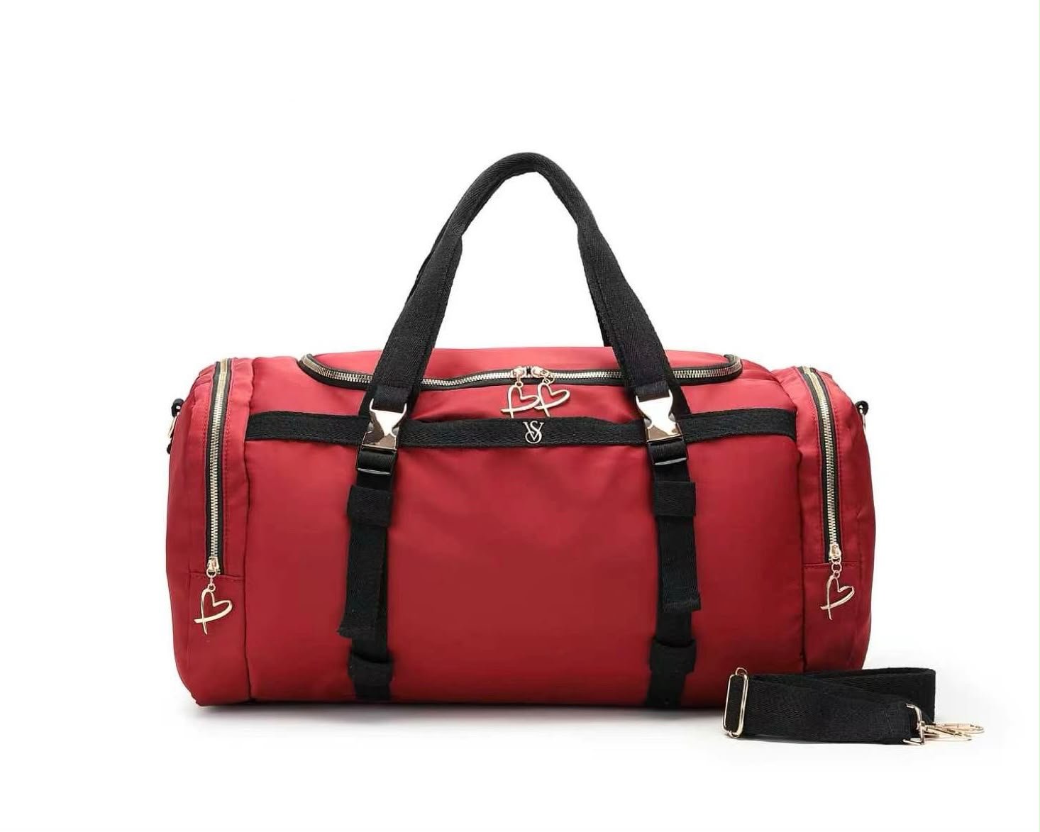 b4772e09-95ad-4847-952e-e43225e575e5 Victoria's Secret Red Nylon Travel/Gym Weekender Duffel Bag. - Image 1