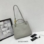 Bottega Veneta 9900-2 Shoulder Bag – Light Gray, 25 cm