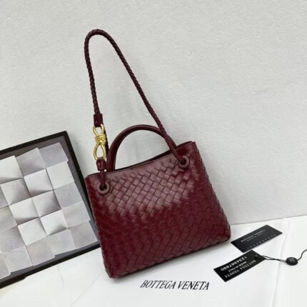 Bottega Veneta 9900-2 Top Handle Bag – Burgundy, 25 cm