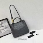 Bottega Veneta 9900-2 Top Handle Bag – Charcoal Gray, 25 cm
