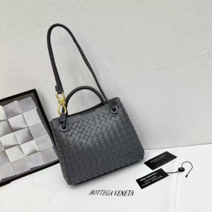 Bottega Veneta 9900-2 Top Handle Bag – Charcoal Gray, 25 cm