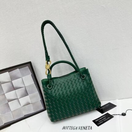 Bottega Veneta 9900-2 Top Handle Bag – Dark Green, 25 cm