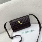 Bottega Veneta 9907 Crossbody Bag – Dark Brown, 22 cm