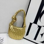 Bottega Veneta 9910-3 Shoulder Bag – Metallic Gold, 19 cm