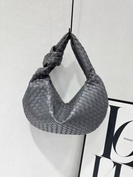 Bottega Veneta 9910 Hobo Bag – Charcoal Gray, 45 cm