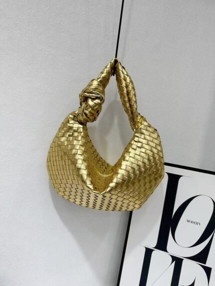 Bottega Veneta 9910 Hobo Bag – Metallic Gold, 45 cm