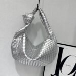 Bottega Veneta 9910 Hobo Bag – Metallic Silver, 45 cm