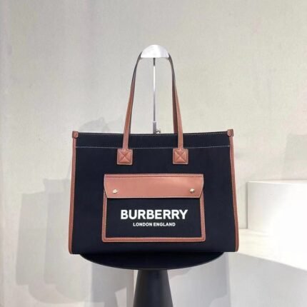 Burberry 718 Tote Bag – Black and Brown, 41 cm