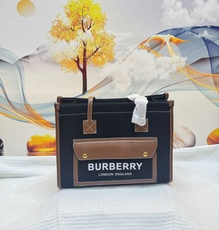 Burberry 719 Tote Bag – Black and Brown, 36 cm