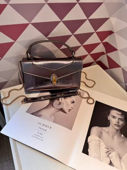 Bvlgari 5029 Top Handle Bag – Metallic Bronze, 20 cm