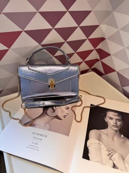 Bvlgari 5029 Top Handle Bag – Metallic Silver, 20 cm