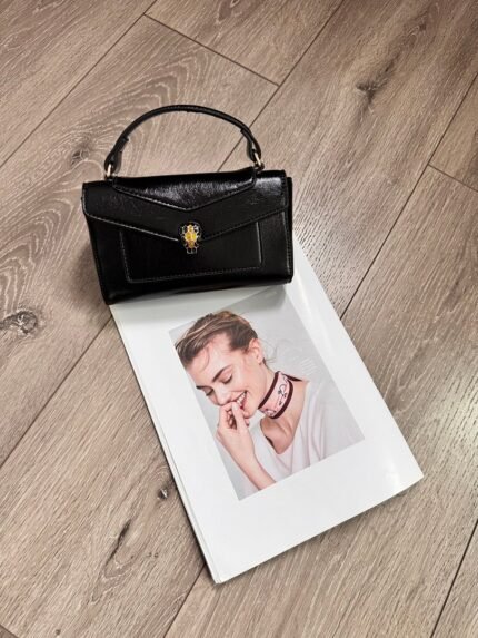 Bvlgari 5061-1 Top Handle Bag – Black, 19 cm