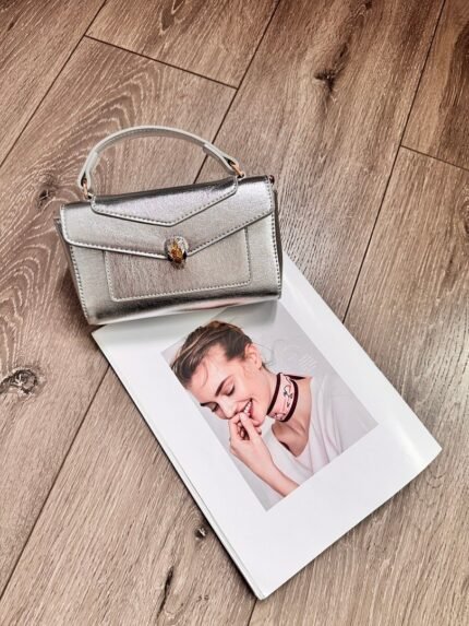 Bvlgari 5061-1 Top Handle Bag – Metallic Silver, 19 cm