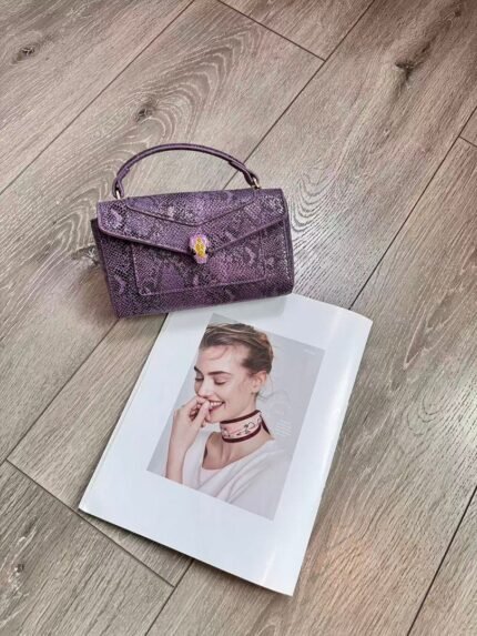 Bvlgari 5061 Top Handle Bag – Metallic Purple, 19 cm