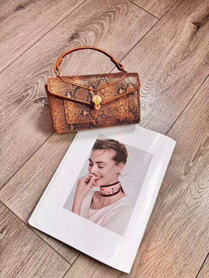 Bvlgari 5061 Top Handle Bag – Orange Brown, 19 cm