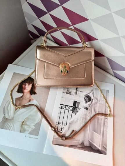 Bvlgari 5083 Top Handle Bag – Champagne Gold, 20 cm