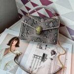 Bvlgari 5083 Top Handle Bag – Grey Snakeskin Print, 20 cm