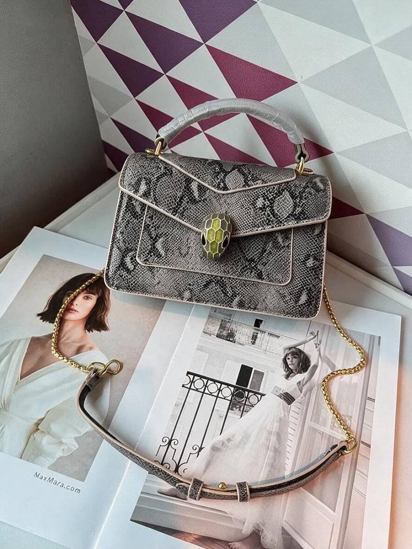 bvlgari-5083-top-handle-bag-grey-snakeskin-print-20-cm-1.jpg Bvlgari 5083 Top Handle Bag – Grey Snakeskin Print, 20 cm - Image 1