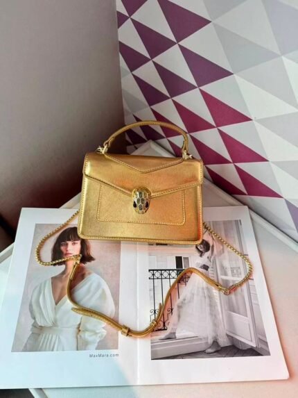 Bvlgari 5083 Top Handle Bag – Metallic Gold, 20 cm