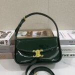 Celine 2433 Top Handle Bag – Dark Green, 23 cm