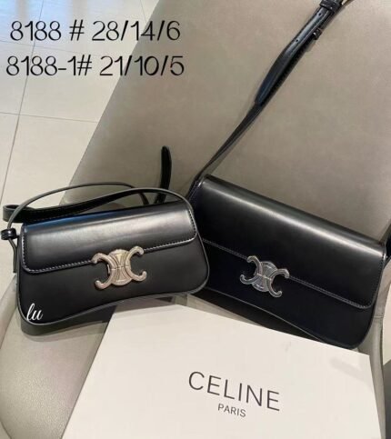 Celine 8188 Shoulder Bag – Black, 28 cm