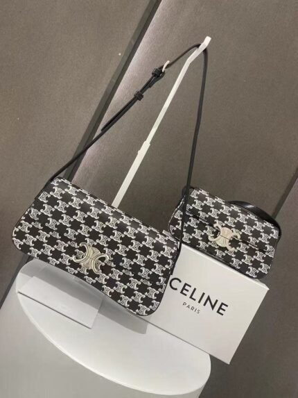 Celine 8188 Shoulder Bag – Black and White, 28 cm