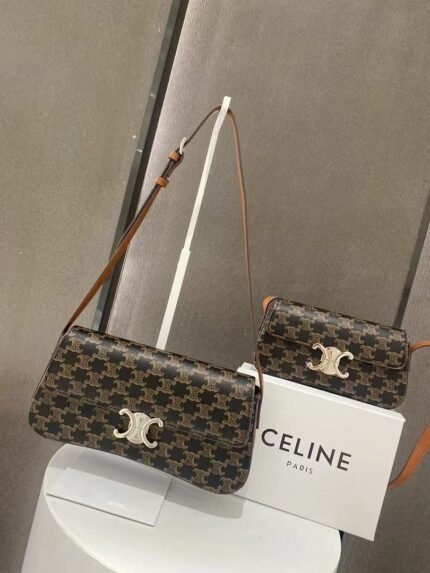 Celine 8188 Shoulder Bag – Dark Brown, 21 cm