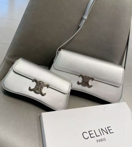 Celine 8188 Shoulder Bag – Silver, 21 cm