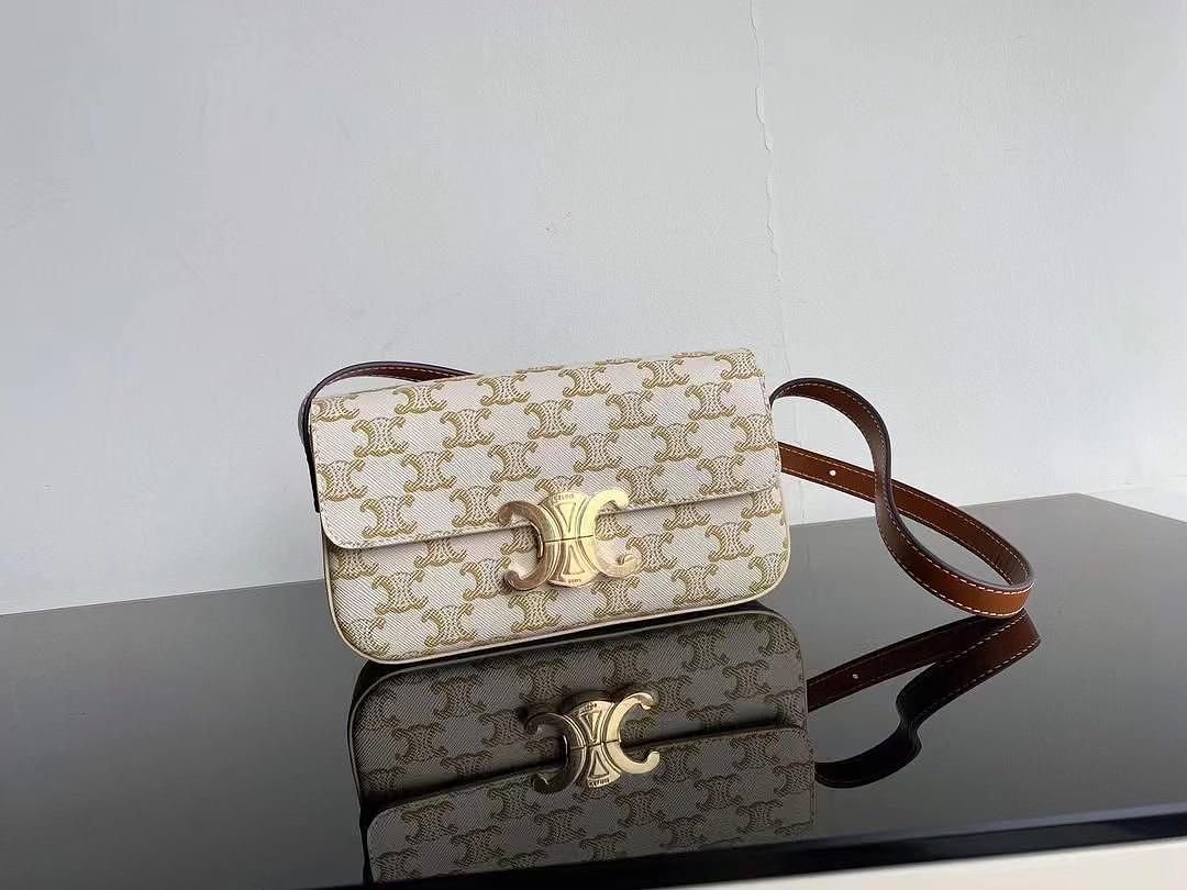 celine-9918-shoulder-bag-beige-21-cm-1.jpg Celine 9918 Shoulder Bag – Beige, 21 cm - Image 1