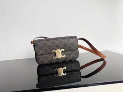 Celine 9918 Shoulder Bag – Brown, 21 cm