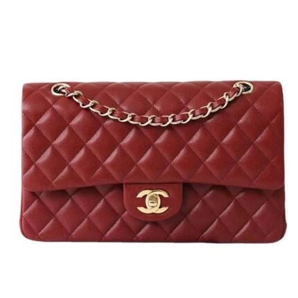 Chanel 1112 球纹 Shoulder Bag – Burgundy, 26 cm