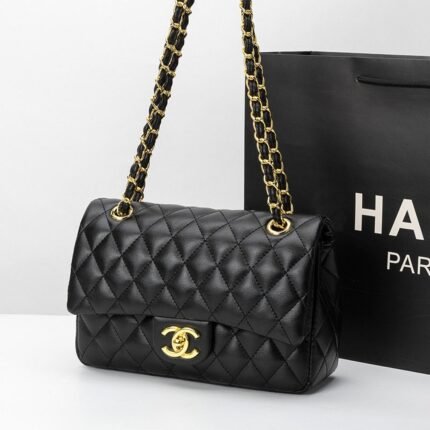 Chanel 1112 羊纹 Shoulder Bag – Black, 26 cm